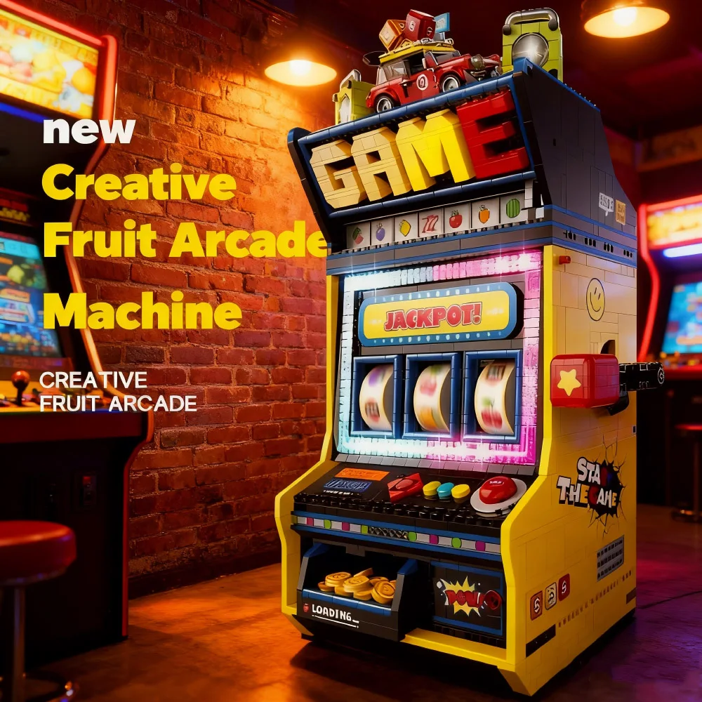 Party Games Console - 3571ピース レトロゲーム機 フルーツアーケード 組み立てブロック 知育玩具セット パーティーグッズ