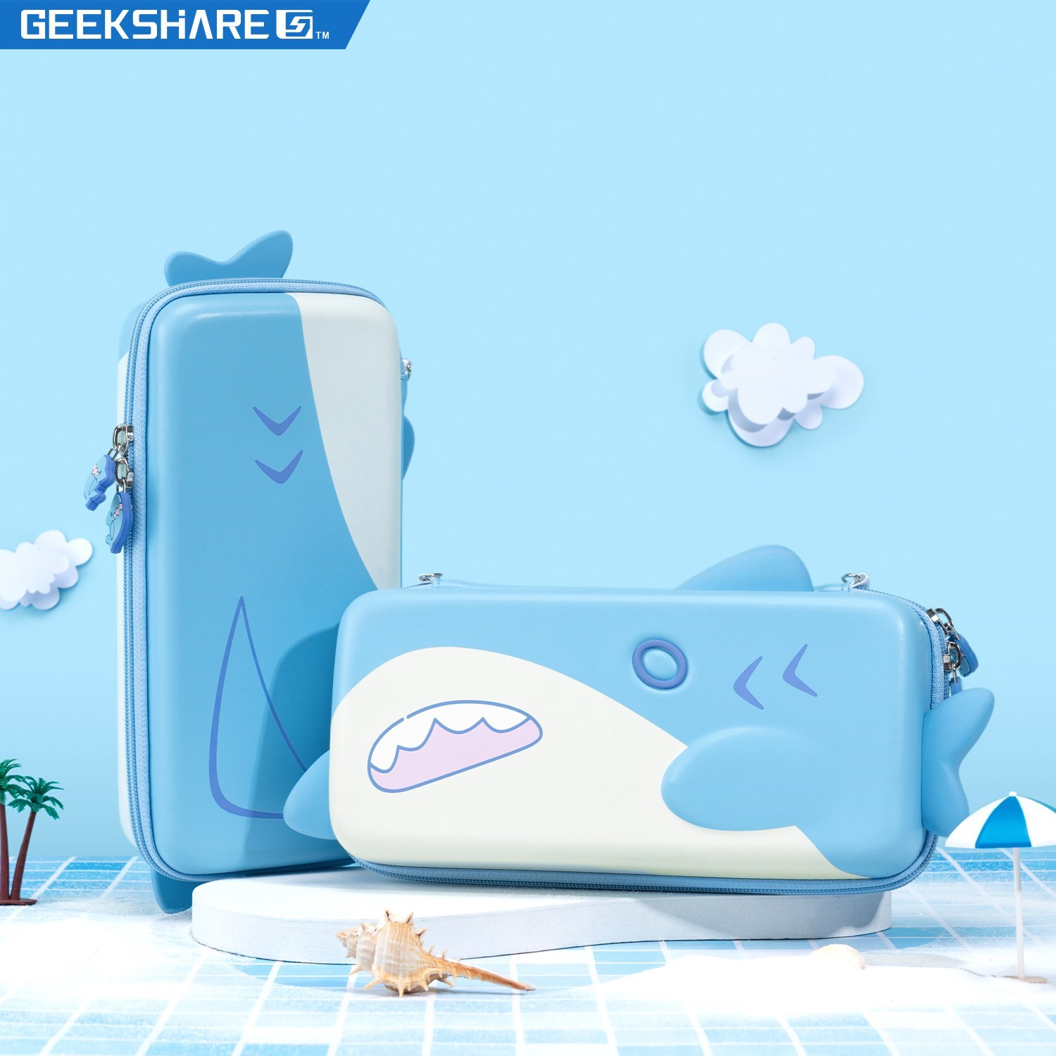 Party Games Switch 1 - Geekshareニンテンドースイッチキャリングケースサメパーティーnintendスイッチoled収納袋ハードシェル保護バッグゲームアクセサリー
