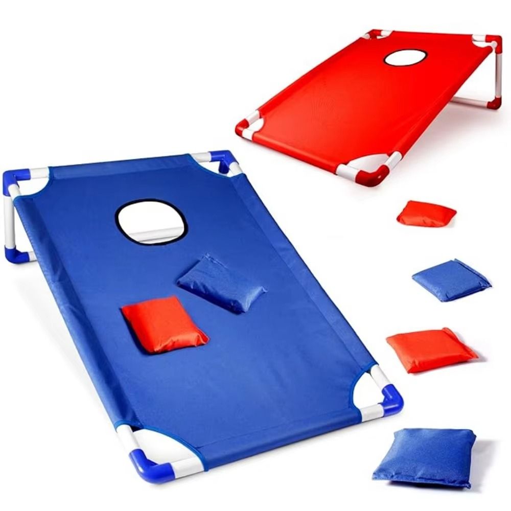 Cornhole Board Set - ポータブルコーンホールセット 家族の集まり用 赤青ビーンバッグゲーム 投げトレーニング コーンホールゲームボード 庭