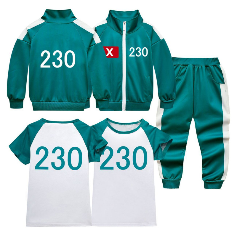Party Games Kids - 2025年新作 キッズ向けカスタマイズ可能なイカゲーム2服セット Tシャツ230枚 子供用トラックスーツ 男の子 女の子