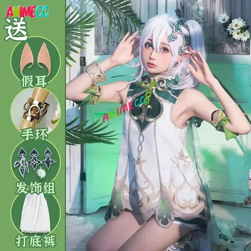 Party Games Girls - Animecc-nahida genshinインパクトコスプレコスチューム,ウィッグイヤー,アニメゲームドレス,女性と女の子のためのハロウィーンパーティー衣装,在庫あり