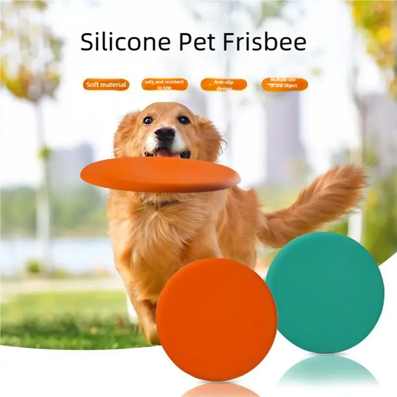 Frisbee Freestyle Disc - シリコン製ペット用フリスビー、犬用インタラクティブトレーニング専用フライングディスク、ペット用屋外遊び、噛むおもちゃ