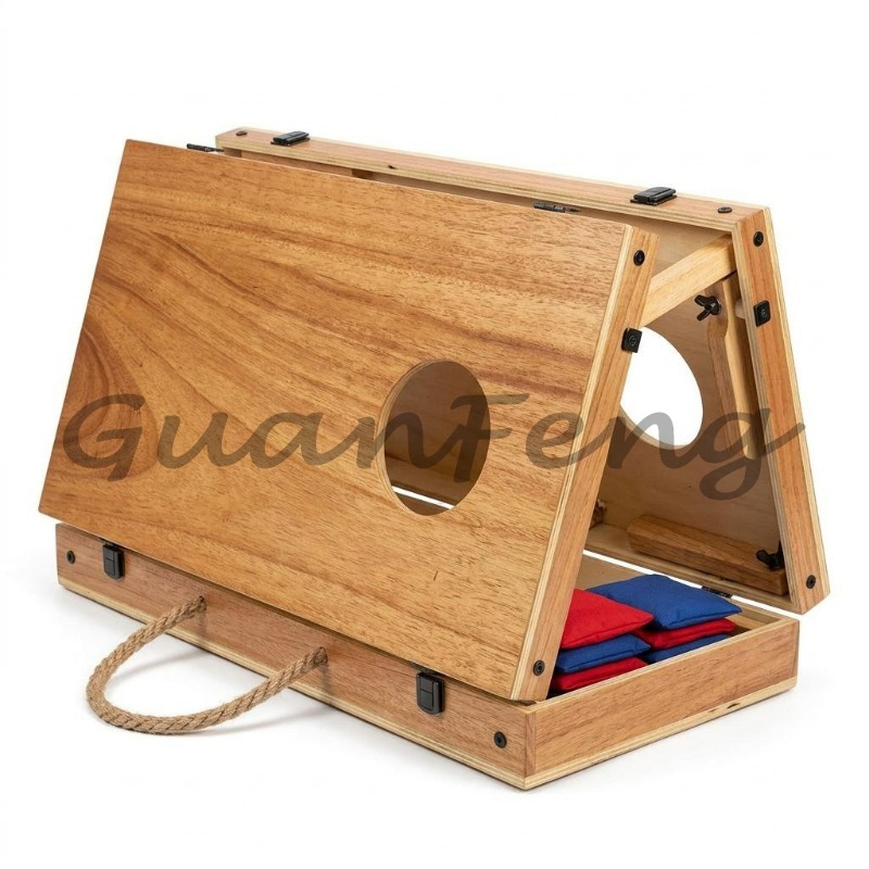Cornhole Board Set - 木製折りたたみ式コーンホールセット、ビーンバッグトスボード、屋内外ゲーム