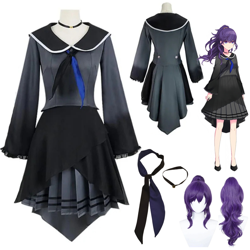 Party Games Girls - プロジェクトセカイゲーム朝比奈まふゆアニメコスプレ衣装制服ウィッグフルセット女性女の子用ハロウィンカーニバルパーティーロールプレイ