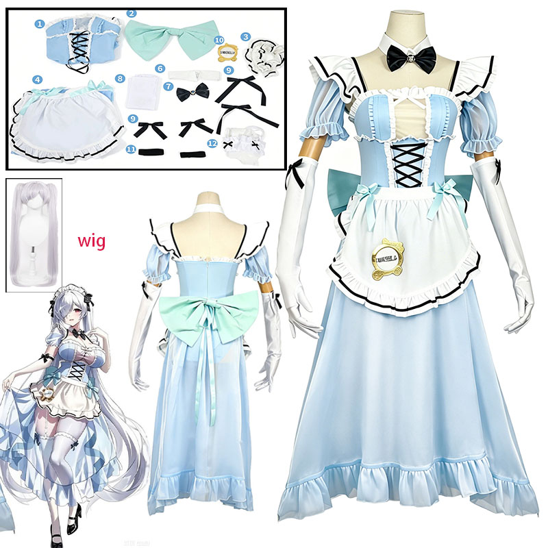 Party Games Girls - WHH アニメゲーム NIKKE ピルグリムコスプレ衣装ドレスエプロンアクセサリーフルセットかわいいメイド制服女性ハロウィンパーティーレストラ
