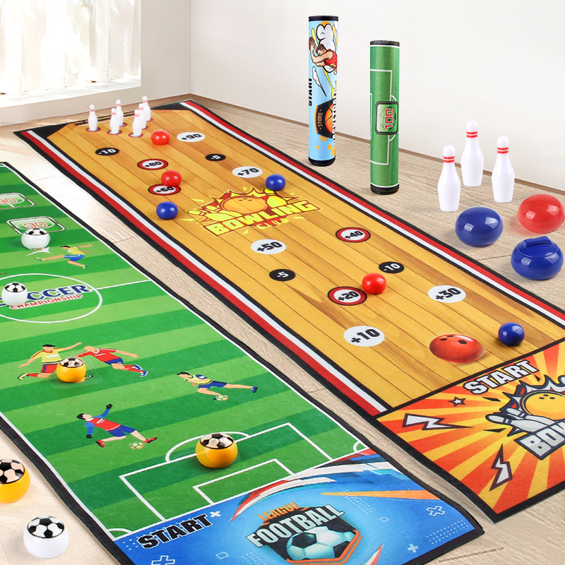 Party Games Indoor - 子供向けインタラクティブ社交カーリングサッカーボードゲーム、ボーリングテーブルゲームマット、家族や友達とのパーティーで楽しめる室内ゲームおもちゃ
