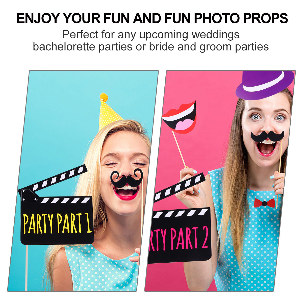 Party Games Bridal Shower - 22個入りクリエイティブウェディングフォトプロップセット ハンドヘルドセルフィープロップス パーティーフォトアクセサリー ブライダルシャワーゲーム用セルフィープロップス
