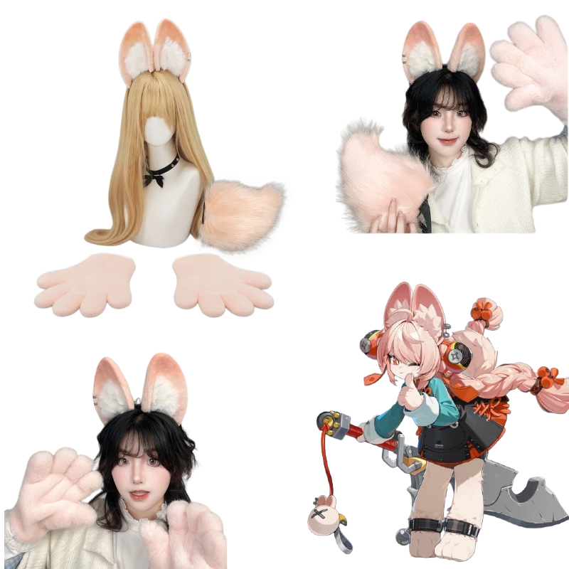 Party Games Girls - ゲームゼンレスゾーンゼロ趙コスプレ毛皮の耳足尻尾セット女性女の子用ハロウィンアニメパーティーロールプレイ衣装小道具
