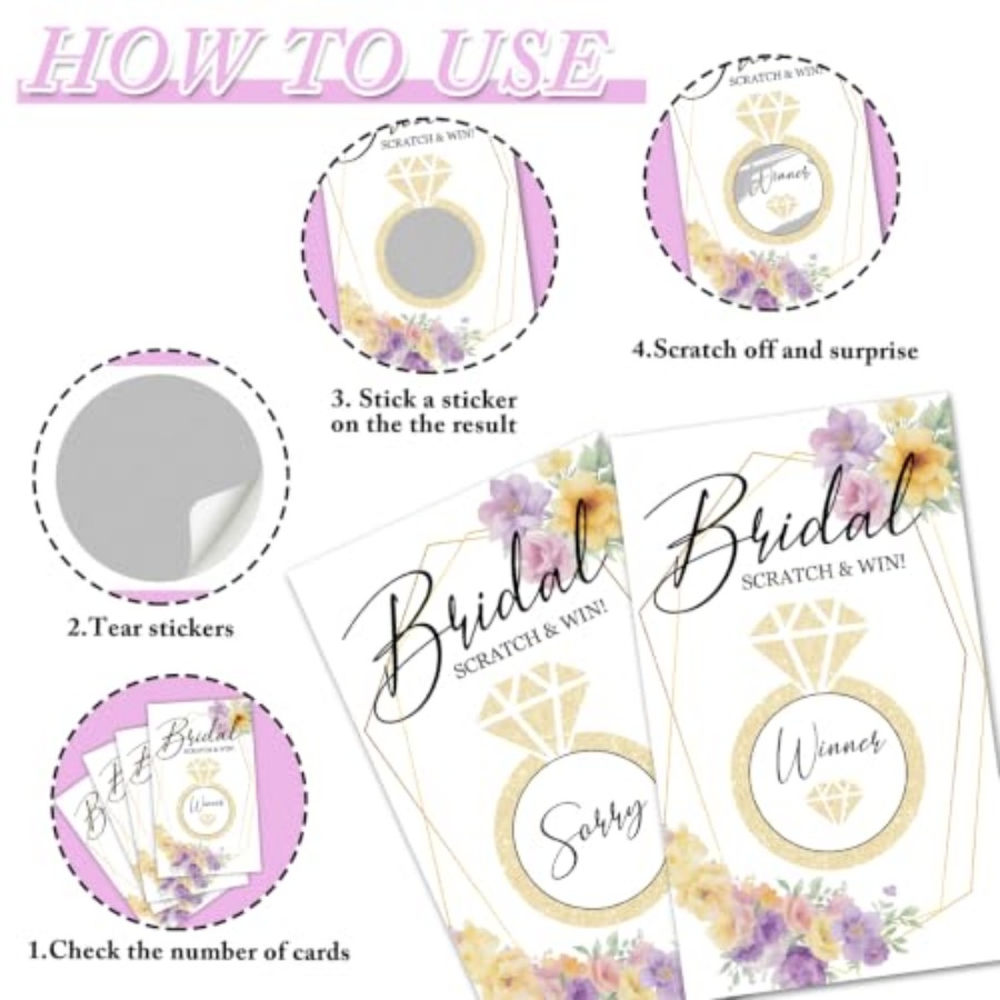 ゴールデンリングブライダルシャワースクラッチオフゲーム、婚約 - Party Games Bridal Shower のレビューと価格
