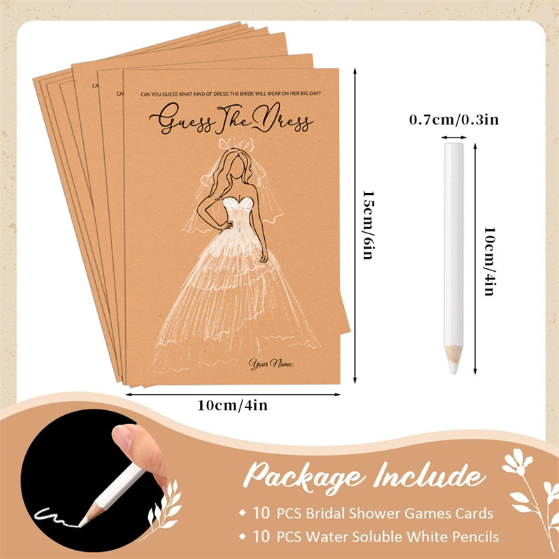 20枚入り ゲスドレスゲームカード 鉛筆付き 面白いブライダ - Party Games Bridal Shower のレビューと価格