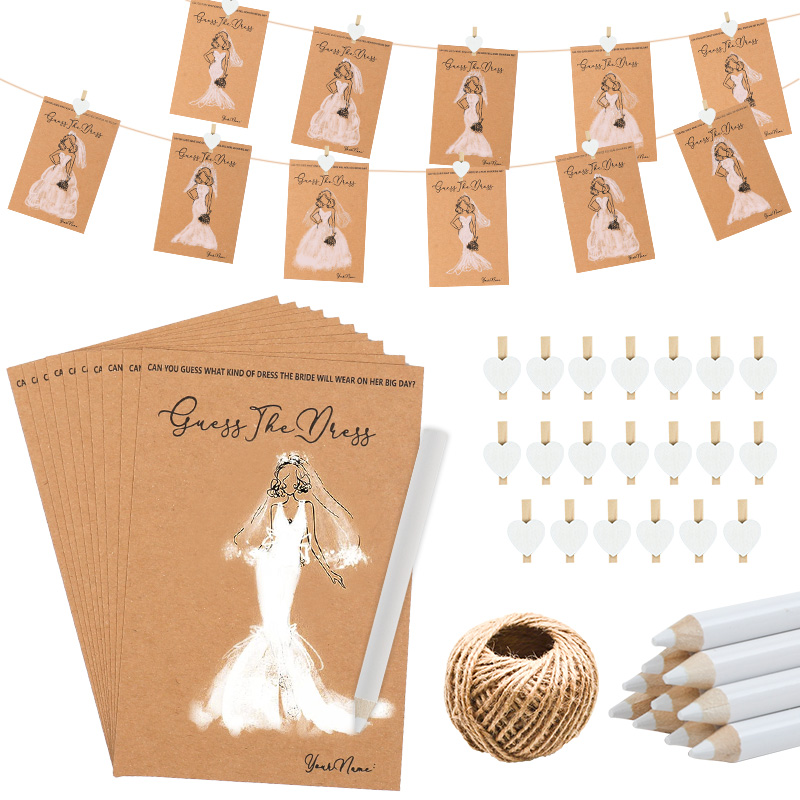 10/20 セット推測ウェディングドレスゲームカードペン付き - Party Games Bridal Shower のレビューと価格