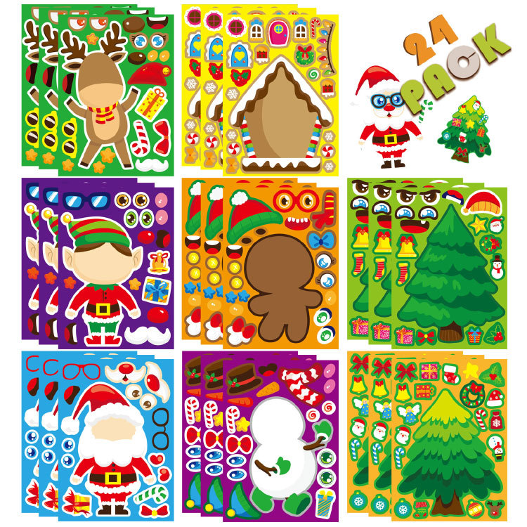 かわいいクリスマスパズルステッカー漫画サンタクロースDIYメ - Party Games Instagram のレビューと価格