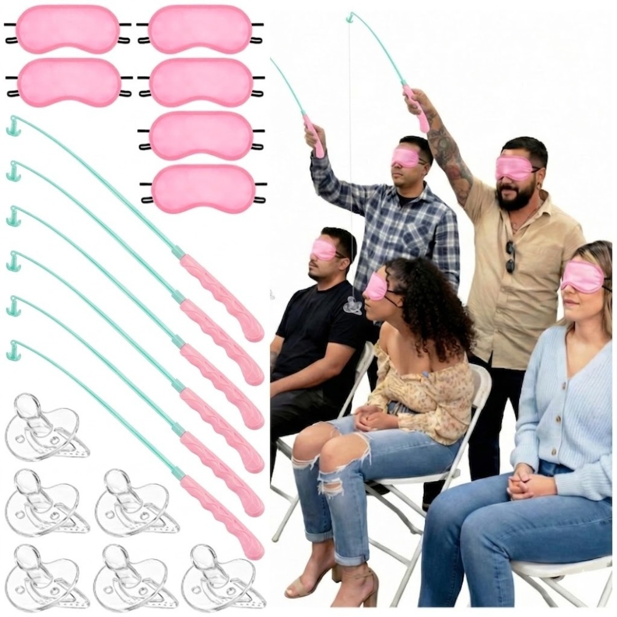 18個入りベビーシャワーゲームセット、おしゃぶり釣りゲーム、 - Party Games Bridal Shower のレビューと価格