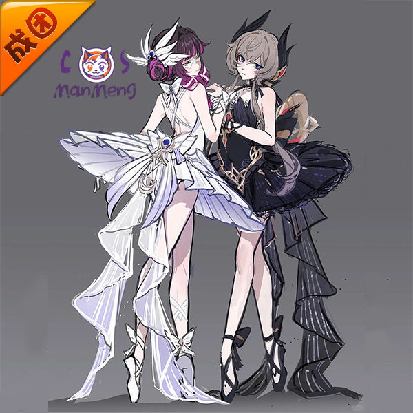 ゲーム原神コロンビナコスプレ衣装ダムセレッテクタードレスハロ - Party Games Girls のレビューと価格