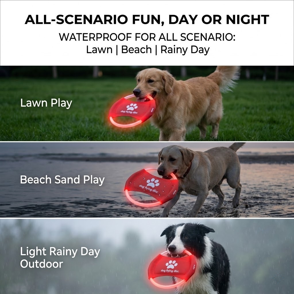 LEDグロー犬用フライングディスクUSB充電式防水ソフトオッ - Frisbee Freestyle Disc のレビューと価格