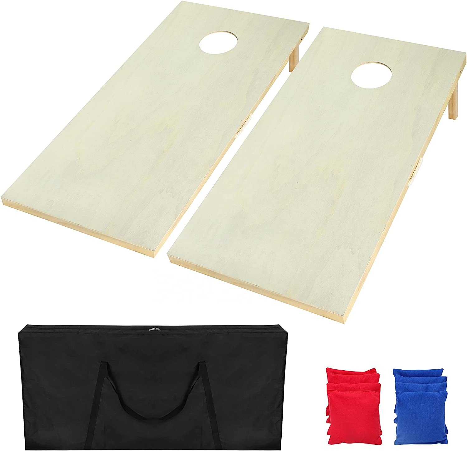 8個のコーンホール投げ袋と無垢材プレミアムコーンホールゲーム - Cornhole Board Set のレビューと価格